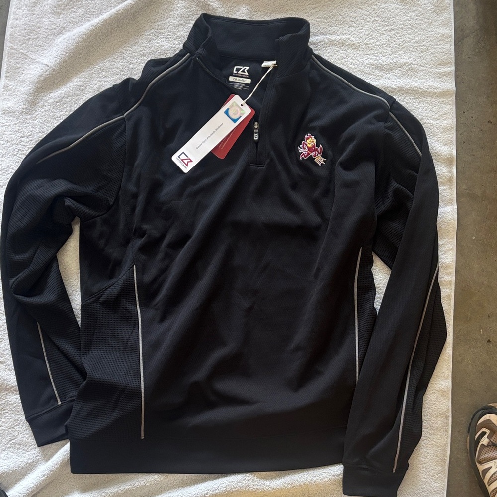 ASU Arizona State Cutter & Buck Black Quarter-Zip Pullover with Embroidered Logo